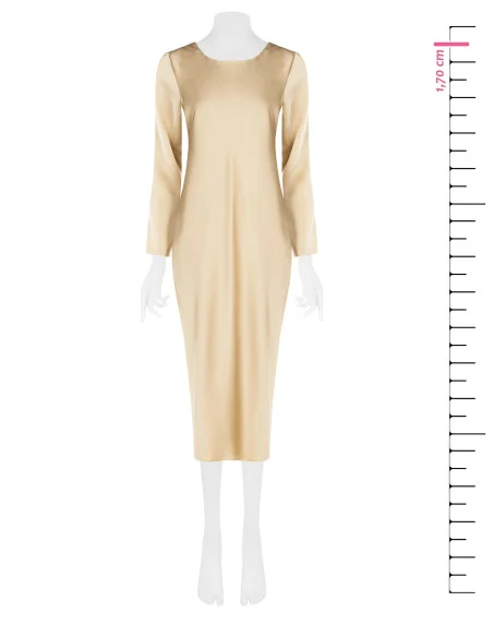 Satin Midi-Dress With Ring Neckline Behind Rinascimento