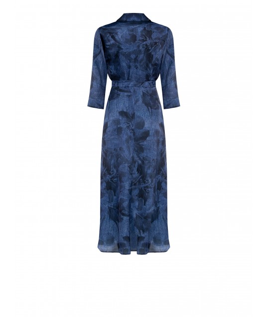 Robe longue Chemisier Denim Effect Print With Belt Rinascimento