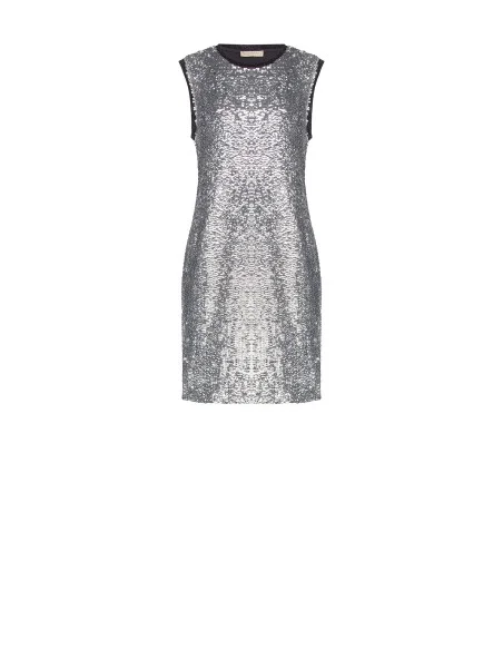 Abito Corto Ricoperto Di Paillettes Davanti Con Girocollo E Giromanica In Lurex Rinascimento