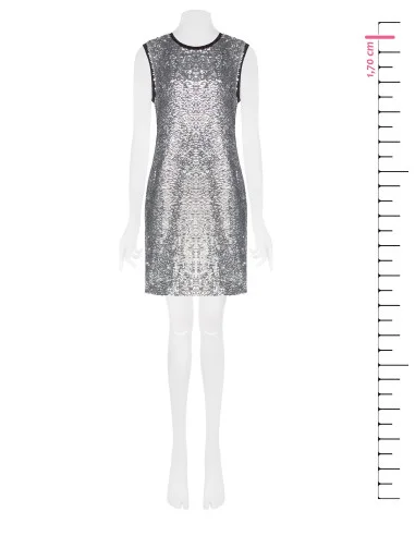 Abito Corto Ricoperto Di Paillettes Davanti Con Girocollo E Giromanica In Lurex Rinascimento