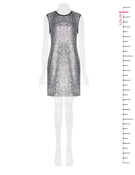Abito Corto Ricoperto Di Paillettes Davanti Con Girocollo E Giromanica In Lurex Rinascimento