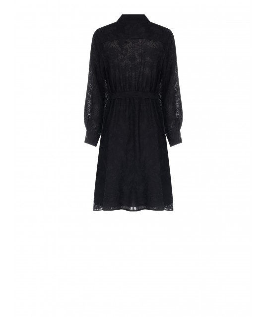 Short Viscose Mixte Chemisier Robe Devoré Avec Ceinture Coordonnée Rinascimento