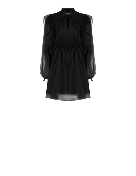 Robe courte en fibres écologiques avec volants et liens Rinascimento
