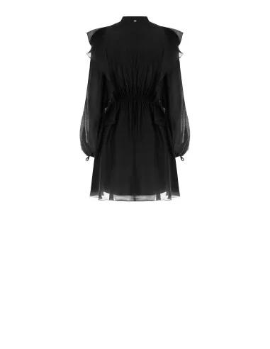 Robe courte en fibres écologiques avec volants et liens Rinascimento