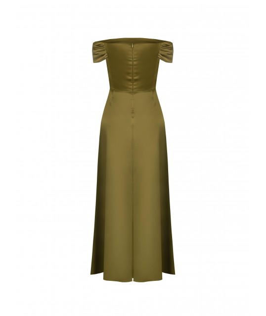 Long Satin Bustier Dress With Splits And Side Slit Rinascimento