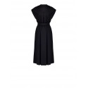 Cotton Nylon Chemisier Midi Dress With V-Neckline And Coordinated Belt Rinascimento