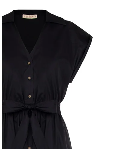 Robe midi en coton et nylon avec encolure en V et ceinture coordonnée Rinascimento