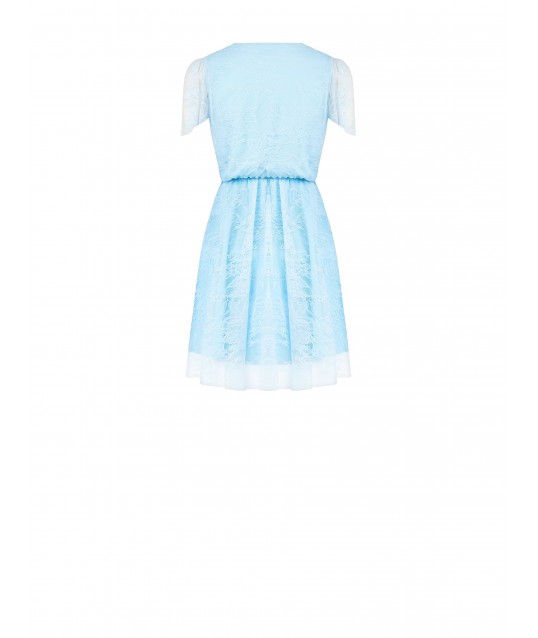 Rinascimento Cross-over V-neck Lace Short Dress