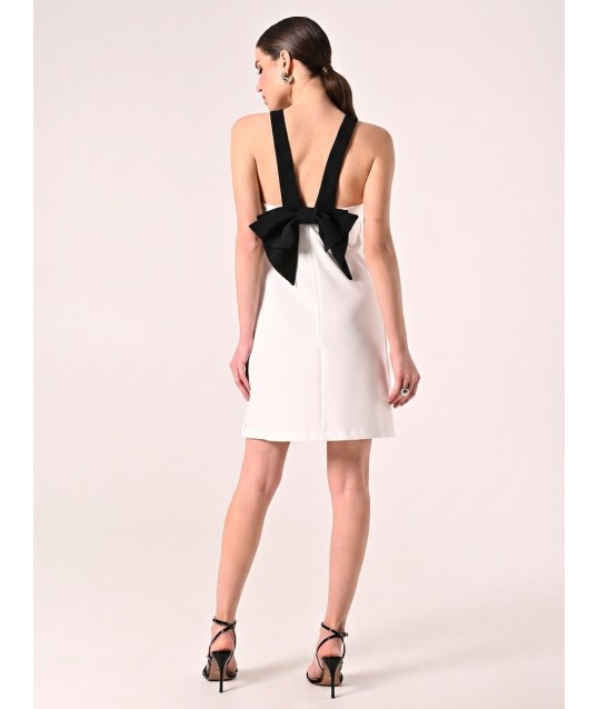 Rinascimento - Robe courte bicolore en tissu technique avec nœud au dos