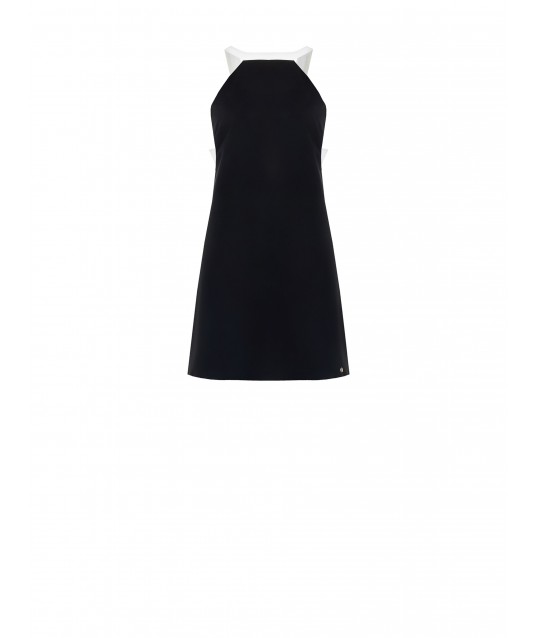 Rinascimento Two-Tone Short Dress In Technical Fabric With Bowknot At Back
