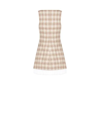 Rinascimento Plaid Polyviscose Short Ruched Dress With Pleat Detail