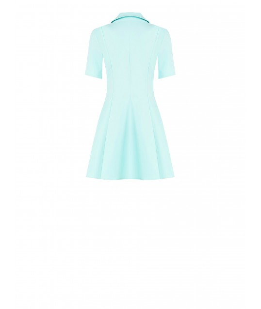 Bi-Stretch Woven Short Dress With V-Neckline And Rhinestone Bow At Collar Rinascimento