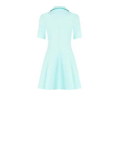 Bi-Stretch Woven Short Dress With V-Neckline And Rhinestone Bow At Collar Rinascimento