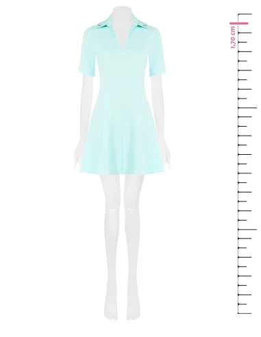 Bi-Stretch Woven Short Dress With V-Neckline And Rhinestone Bow At Collar Rinascimento