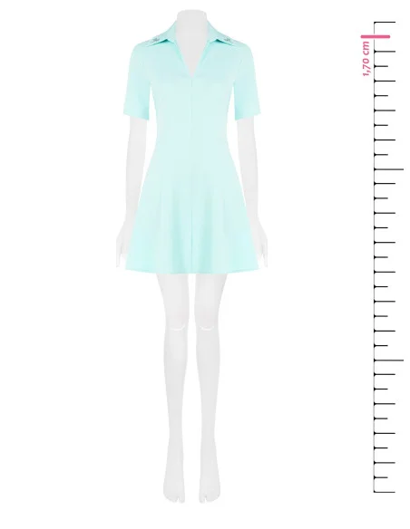 Bi-Stretch Woven Short Dress With V-Neckline And Rhinestone Bow At Collar Rinascimento