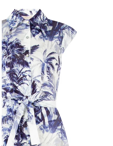 Long Cotton Chemise Dress With Coordinated Belt Rinascimento