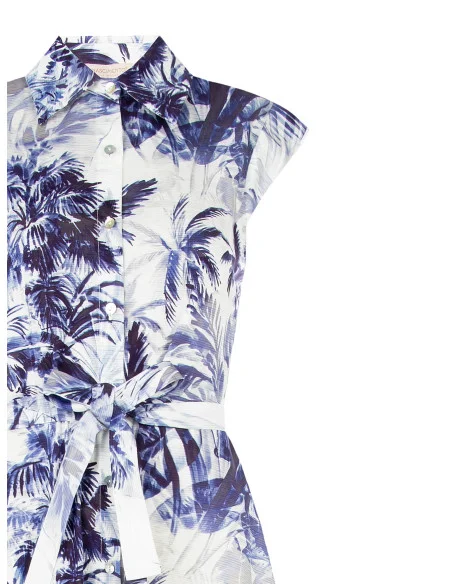 Chemise longue en coton avec ceinture coordonnée Rinascimento