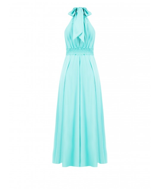 Rinascimento - Robe longue en satin avec encolure à nœud