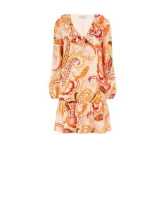 Short Apeze Dress With V-Neck And Ruffle Rinascimento
