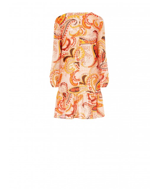 Short Apeze Dress With V-Neck And Ruffle Rinascimento