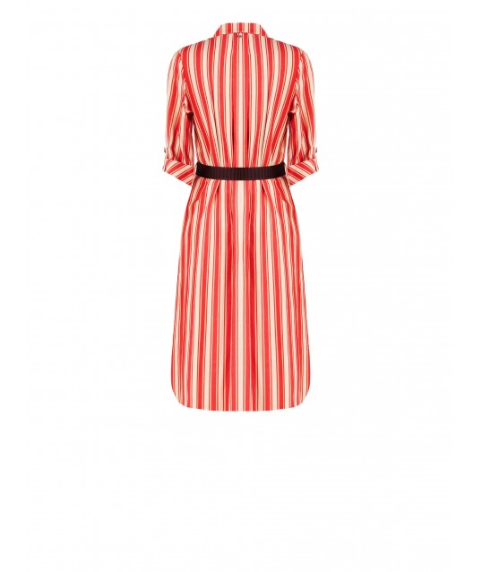 Robe midi en viscose et lin mélangés avec ceinture assortie Rinascimento