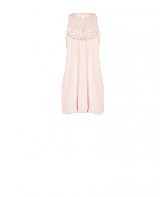 Fluid Fabric Short Bouffant Dress With Lace Insert Rinascimento