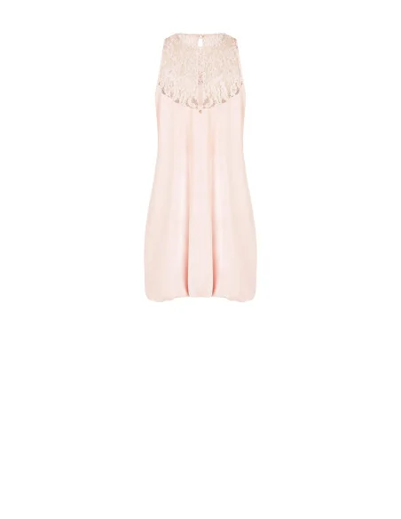 Robe courte bouffante en tissu fluide avec insertion de dentelle Rinascimento