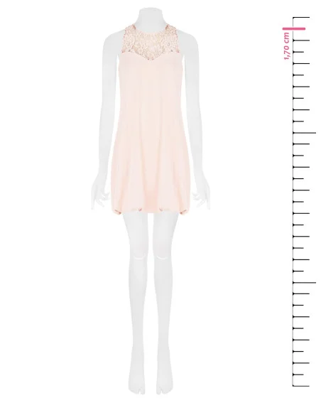 Robe courte bouffante en tissu fluide avec insertion de dentelle Rinascimento