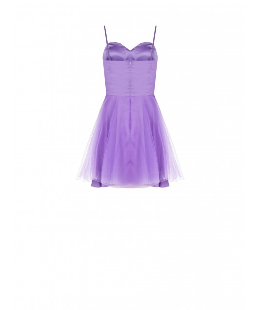 Robe de bal courte en tulle avec rinceaux de roses