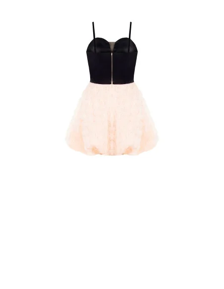 Short Balloon Dress With Delicate Rose Tulle Three-Dimensional Effect And Satin Bustier Rinascimento
