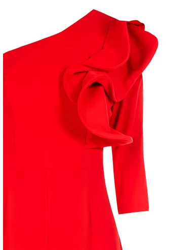 Fluid Palazzo One-piece Suit With Structured Ruffle Sleeve Rinascimento