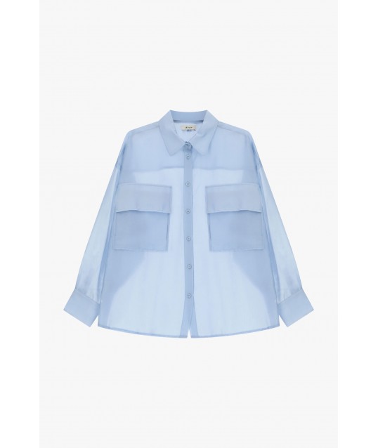 Chemise transparente avec poches avant surdimensionnées Dixie