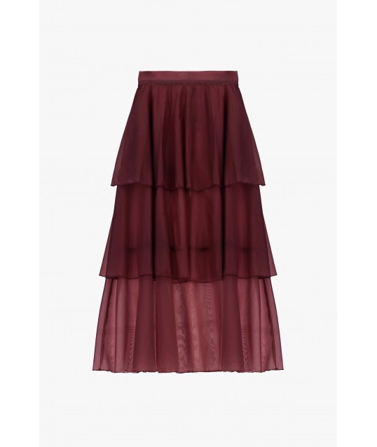 Jupe midi à volants avec couches transparentes Dixie