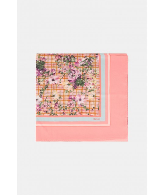 Foulard carré avec fantaisie florale et bordure contrastée Dixie