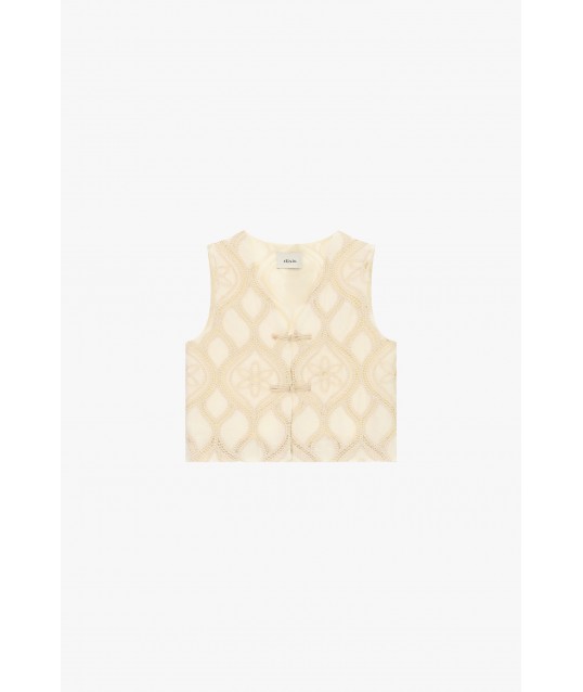 Gilet Corto Ricamato Con Chiusura A Nodi Dixie