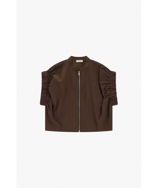 Bomber Jacket With Curly Sleeves Zip Front Dixie