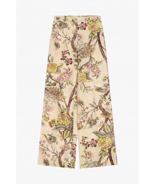 Pantaloni Palazzo Fantasia Floreale Vita Alta Dixie