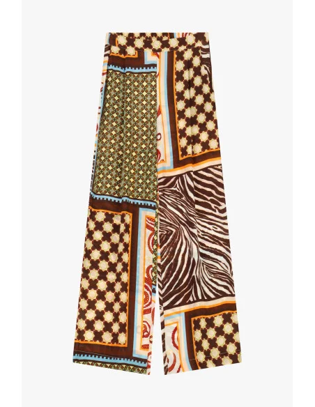 Dixie Wide Leg Patchwork Print Palace Trousers