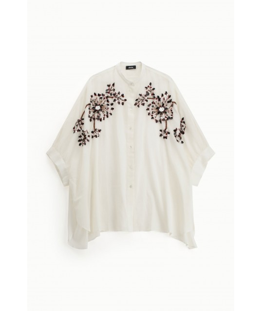 Camicia Oversize Con Ricami Floreali Dixie