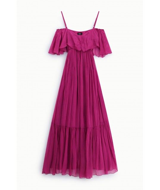 Abito Lungo Con Spalline E Volant Dixie