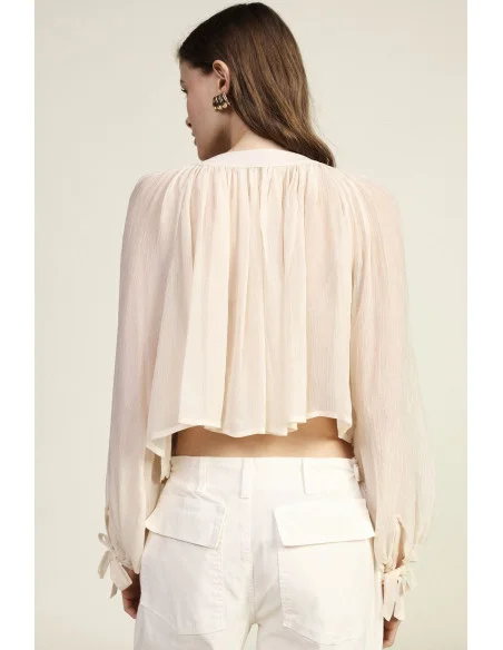 Oversized Blouse with Puff Sleeves and Bows Dixie