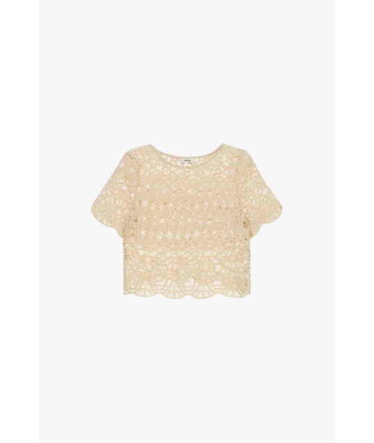 Top Traforato Con Maniche Corte E Bordo Smerlato Dixie