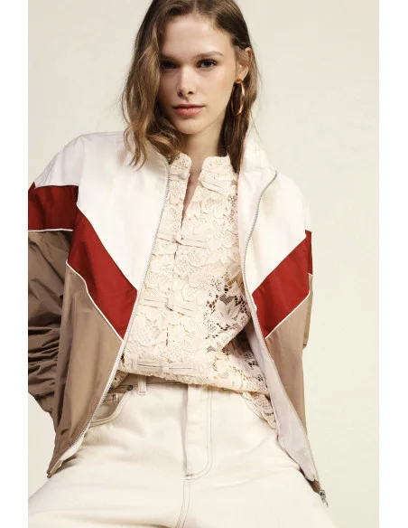 Bomber Con Zip Motivo Geometrico E Polsini Elasticizzati Dixie
