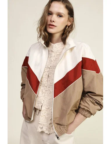 Bomber Con Zip Motivo Geometrico E Polsini Elasticizzati Dixie