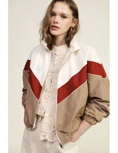 Bomber Jacket with Zip, Geometric Pattern and Elasticated Cuffs Dixie