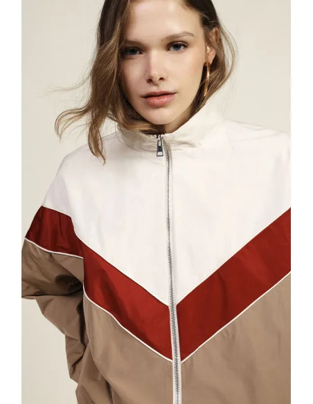 Bomber Jacket with Zip, Geometric Pattern and Elasticated Cuffs Dixie