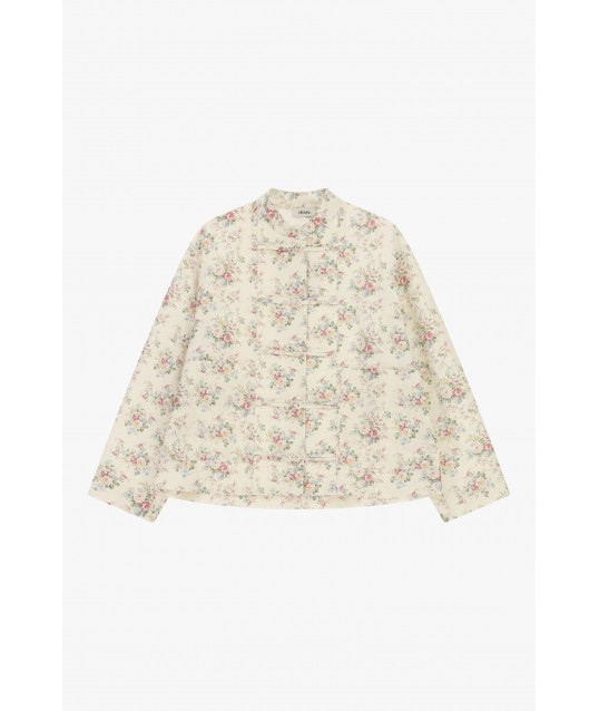 Quilted Jacket Floral Print Tie Closure Dixie