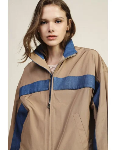 Bomber Jacket with Contrasting Band and Zip Dixie