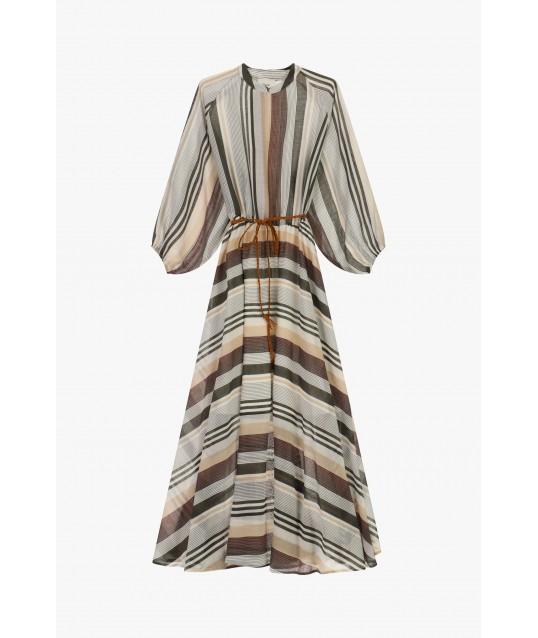 Robe longue rayée avec ceinture tressée Dixie