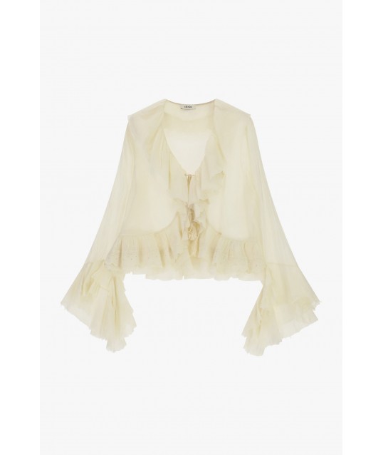 Blusa Corta Con Balze E Maniche Ampie Dixie